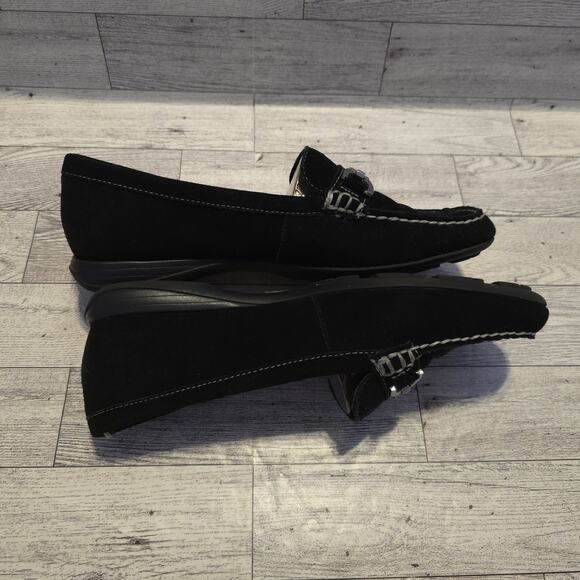 Etienne Aigner Womens 6M Black Suede Loafers Slip Ons Patricia Shoes - Picture 5 of 9